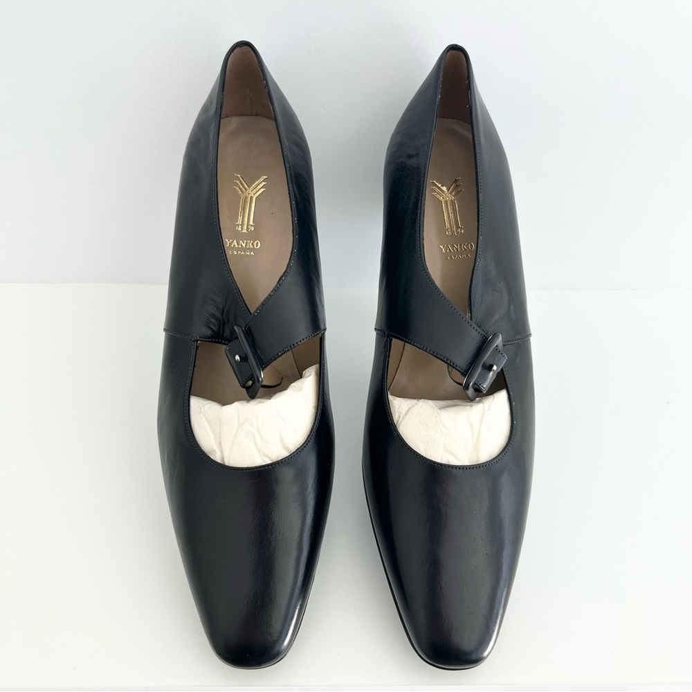 Vintage Ñora Yanko Heels, Made in Spain, Black with Buckle, Size 10, New